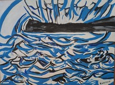 Stormy waters in Robin Hoods Bay, North Yorkshire