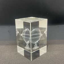 3D Laser Etched Crystal Glass Block Globe Ornament Paperweight – 8cm Tall