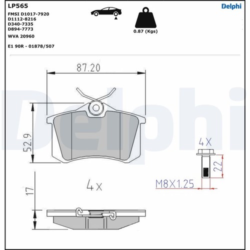 Lp565 delphi brake pad - lp565,