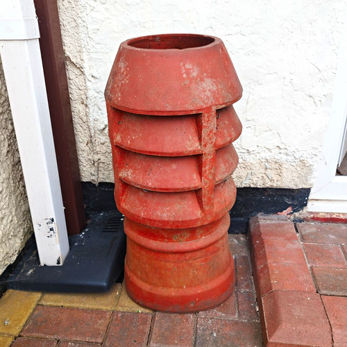 Red clay chimney - clay, pot