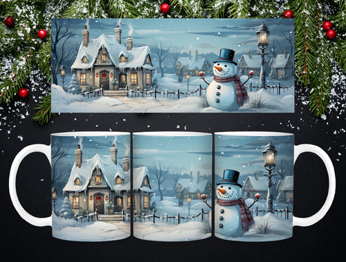 Snowman village mug 11oz - village,
