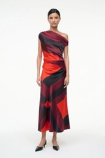 STAUD PHARE SILK DRESS RUBY