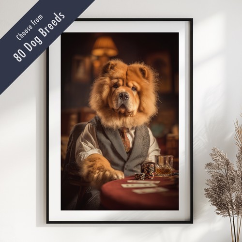 Funny dog playing poker - playing,