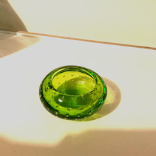 Vintage Acid Green Controlled Bubble Dish, Whitefriars Murano style 1960s