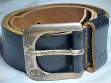 Vintage G Star Raw Black Leather Belt Mens Size 34"