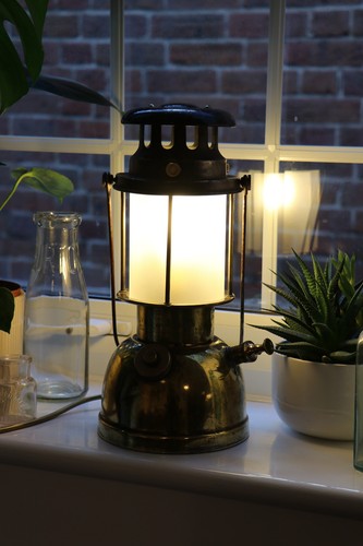 Vintage brass hurricane lamp - brass,