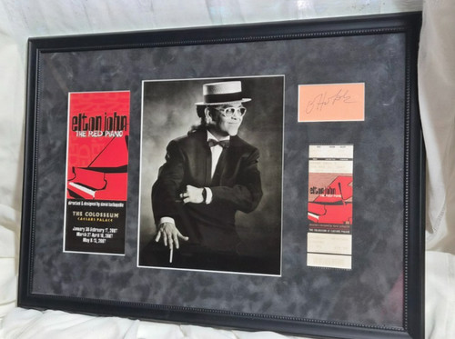 Framed elton john autograph - framed,