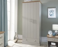 Grey Combi Robe Wardrobe Country style Grey & Oak Kendal 2 door 1 drawer