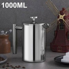 Coffee Maker Double Walled Insulated French Press Cafetiere Stainless Steel Pot