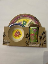 Eco Friendly Bamboo Feeding Set; Plate, Bowl, Cup, Spoon & Fork