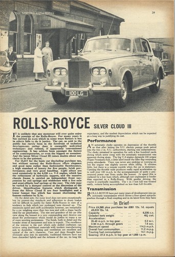 Rolls royce silver cloud iii - silver,