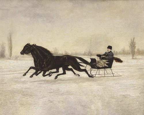 Vintage horse drawn sleigh - vintage,