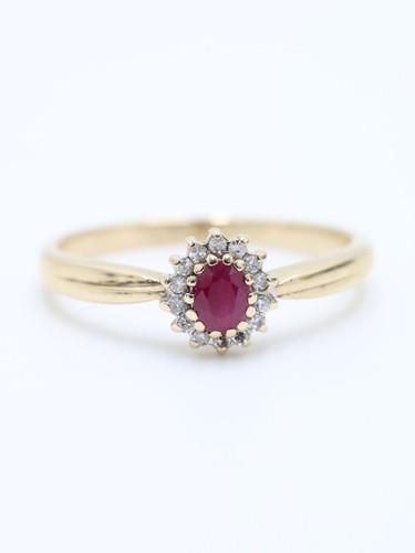 Ruby diamond cluster ring - ruby,