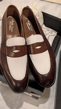 New $2k Ralph Lauren 9.5D Edward Green Tarlton Brown White Loafer Shoes England