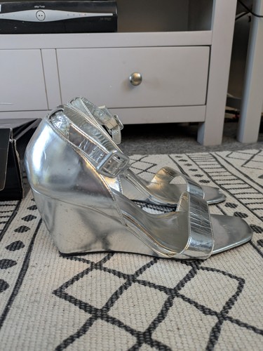 Next ladies silver wedge - ,