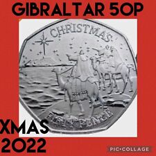 Gibraltar ?? coin 50p Xmas 2022 Christmas 3 wise men kings camels animals UNC