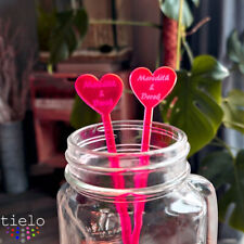 Personalised Valentines Love Heart Cocktail Drink Stirrers Drink Mixers Swizzle