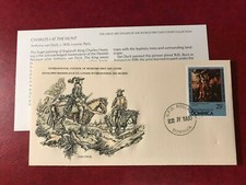 DOMINICA 1980 FDC ICM ART ANTHONY VAN DYCK CHALES I AT THE HUNT HORSES
