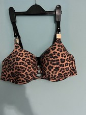 Honey Birdette Everyday Smooths Leopard Bra 40DD and High Waist Brief L