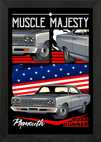 Road runner muscle car framed - runner,