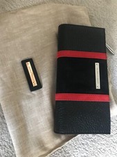 New Amanda Wakeley black with red leather large purse wallet