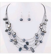 Black Shell & Crystal Necklace