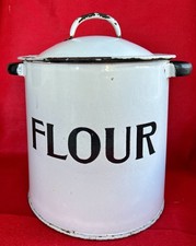 Vintage White Enamel Flour Bin