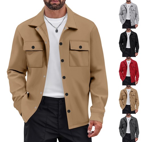 Long sleeve men overshirt snap - overshirt,