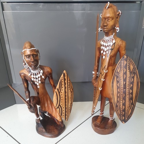 Large pair carved african - carved,