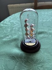 18th Century Frigate Glass Boat In An Upright Glass Dome VGC Gold Coloured Sails