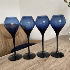 Set Of 4 Champagne Glasses Flutes/ Sparkling Wine Rare Blue
