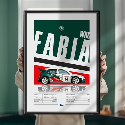 Skoda fabia wrc rally print - fabia, rally,