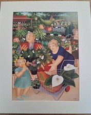 Beryl Cook mounted print - Garden Centre
