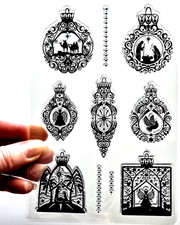 Clear Stamps CHRISTMAS NATIVITY BAUBLES Mary Joseph Jesus Angel Rubber Stamping