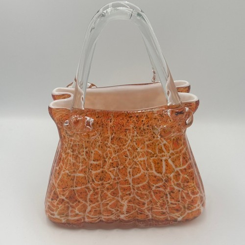 Vtg art glass purse vase - art,