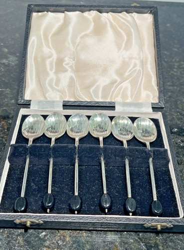 Epns coffee bean spoons - spoons, boxed