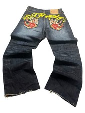 Ed Hardy By Christian Audigier Devil Girl Jeans, Waist 33, Size Medium-large,VTG