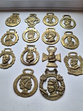 Vintage Horse Brasses Job Lot Set Of 14 Brasses Assorted designs of the Monarchy