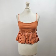 Anthropologie - Maeve Ruffled Bubble Hem Cropped Tank Top - Apricot - Medium