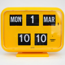 TWEMCO YELLOW SMALL BANKING HALL CLOCK DAY/DATE FLIP CLOCK - GQD35Y