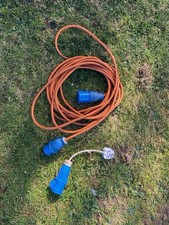 16A 1 phase Extension Cable 10m with 13A adaptor lead, caravan, workshop amp mtr