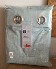 John Lewis Textured Weave Pair Lined Eyelet Curtains DUCK EGG W117cm x D228cm