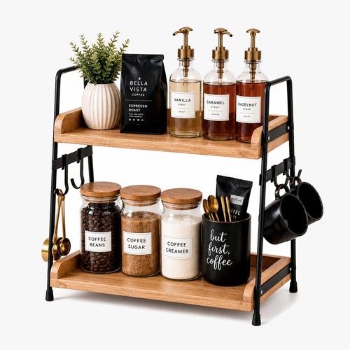Tier wooden shelf spice rack - tier,