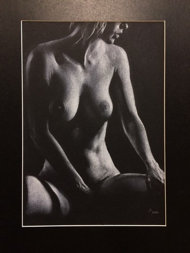 Original art drawing nude noir - art,