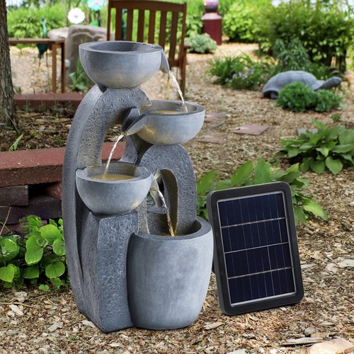 Outdoor solar cascading bowls - solar,