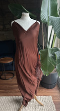 Melrose Brown Satin V- Neck