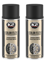 2 x K2 COLOR FLEX MATT BLACK PLASTIC PEELABLE RUBBER SPRAY PAINT PROTECT 400ml