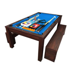 7 FT Billiards and Dining Table with Container Benches – Rich Blue