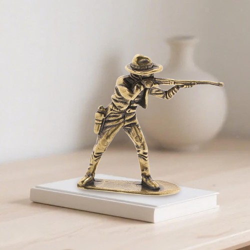 Western cowboy statue brass - western,