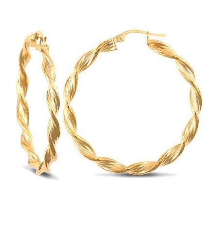 9ct gold twisted hoop - twisted,